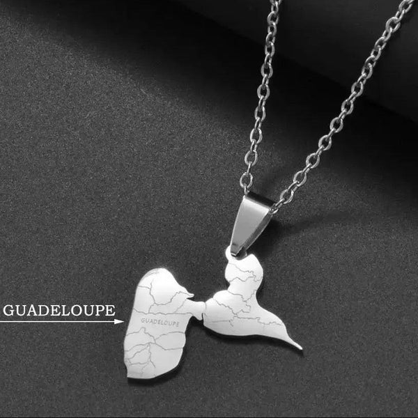 Guadeloupe Map Necklace
