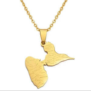 Guadeloupe Map Necklace