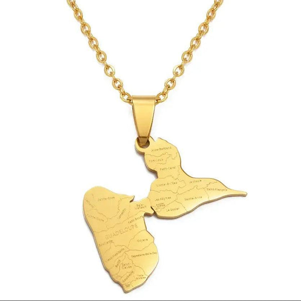 Guadeloupe Map Necklace
