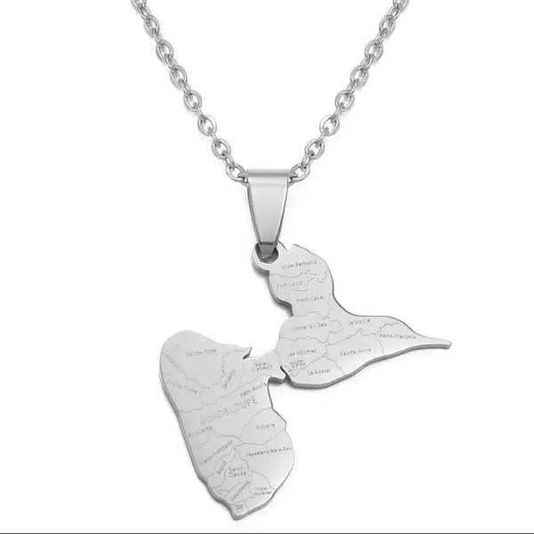 Guadeloupe Map Necklace