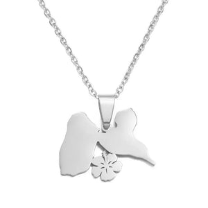 Guadeloupe Map Necklace with Hibiscus Flower