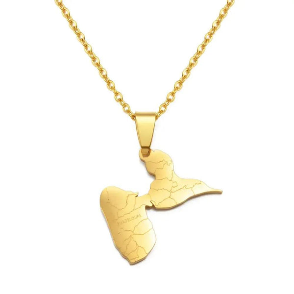 Guadeloupe Map Necklace
