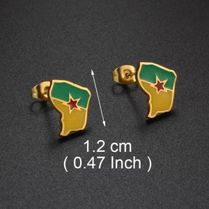 Guadeloupe, Reunion Island, Martinique, French Guiana, Antigua Flag Map Earrings