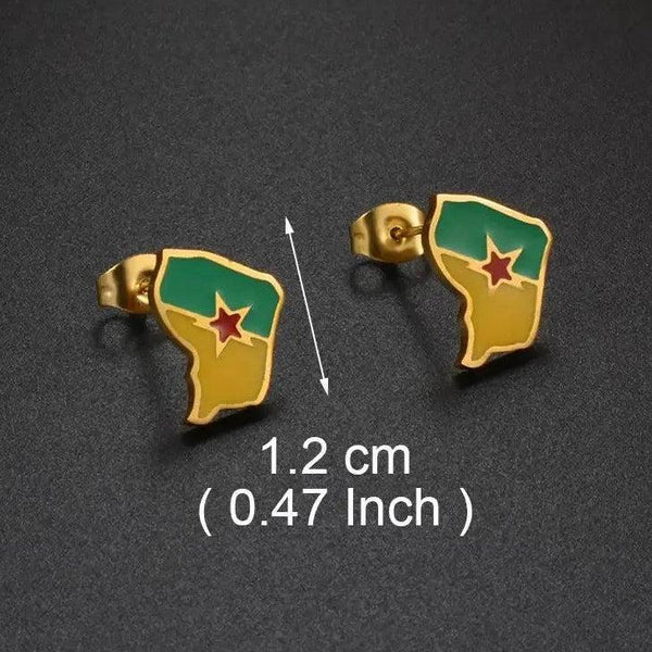 Guadeloupe, Reunion Island, Martinique, French Guiana, Antigua Flag Map Earrings