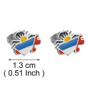 Guadeloupe, Reunion Island, Martinique, French Guiana, Antigua Flag Map Earrings