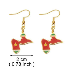 Guadeloupe, Reunion Island, Martinique, French Guiana, Antigua Flag Map Earrings