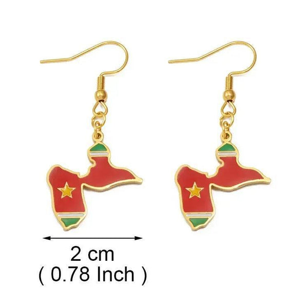 Guadeloupe, Reunion Island, Martinique, French Guiana, Antigua Flag Map Earrings
