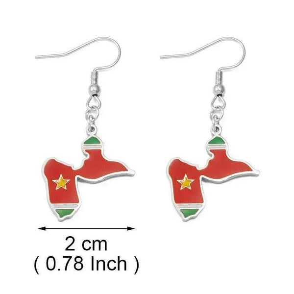 Guadeloupe, Reunion Island, Martinique, French Guiana, Antigua Flag Map Earrings