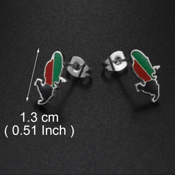 Guadeloupe, Reunion Island, Martinique, French Guiana, Antigua Flag Map Earrings