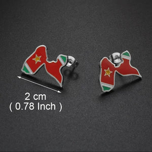 Guadeloupe, Reunion Island, Martinique, French Guiana, Antigua Flag Map Earrings