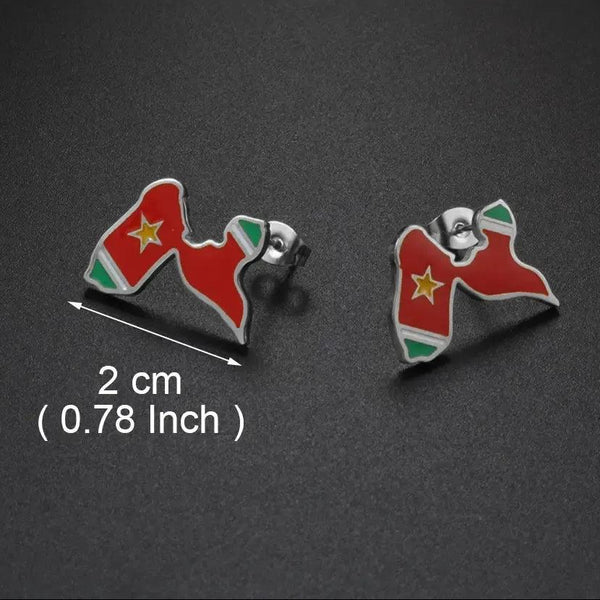 Guadeloupe, Reunion Island, Martinique, French Guiana, Antigua Flag Map Earrings