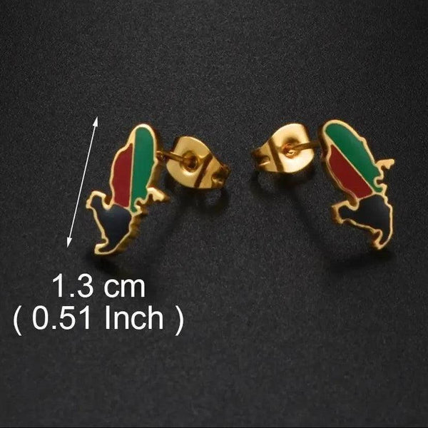 Guadeloupe, Reunion Island, Martinique, French Guiana, Antigua Flag Map Earrings