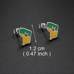 Guadeloupe, Reunion Island, Martinique, French Guiana, Antigua Flag Map Earrings