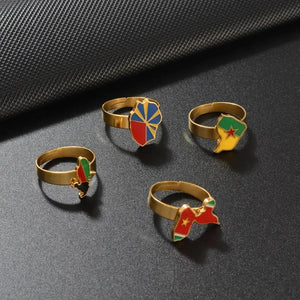 Guadeloupe, Reunion Island, Martinique and French Guiana Flag Map Rings