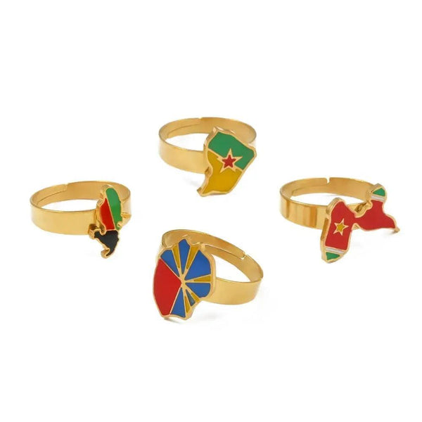 Guadeloupe, Reunion Island, Martinique and French Guiana Flag Map Rings