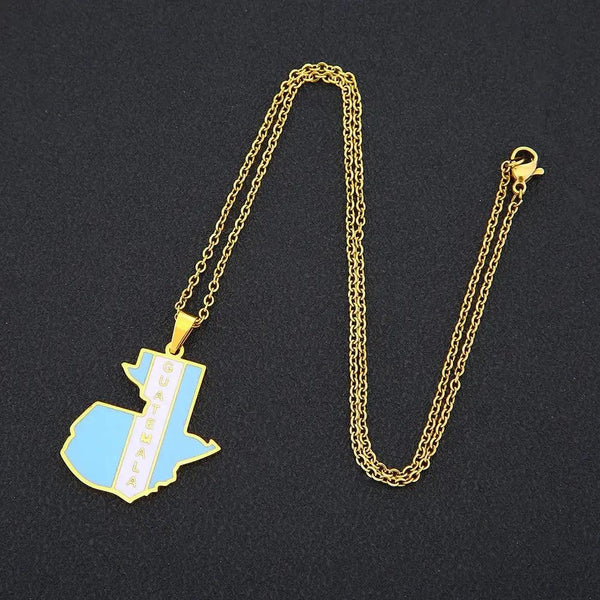 Guatemala Flag Map Necklace
