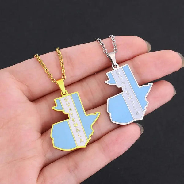 Guatemala Flag Map Necklace