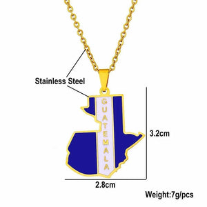 Guatemala Flag Map Necklace