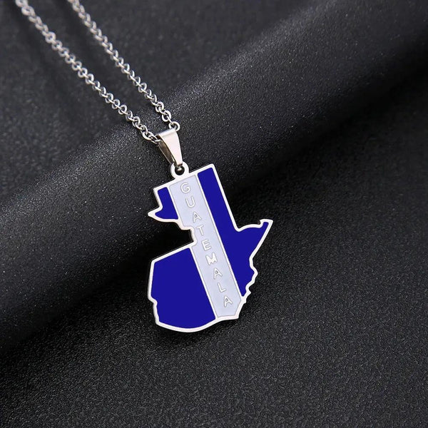 Guatemala Flag Map Necklace