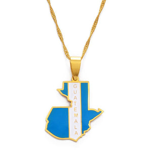 Guatemala Flag Map Necklace