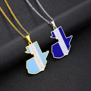 Guatemala Flag Map Necklace