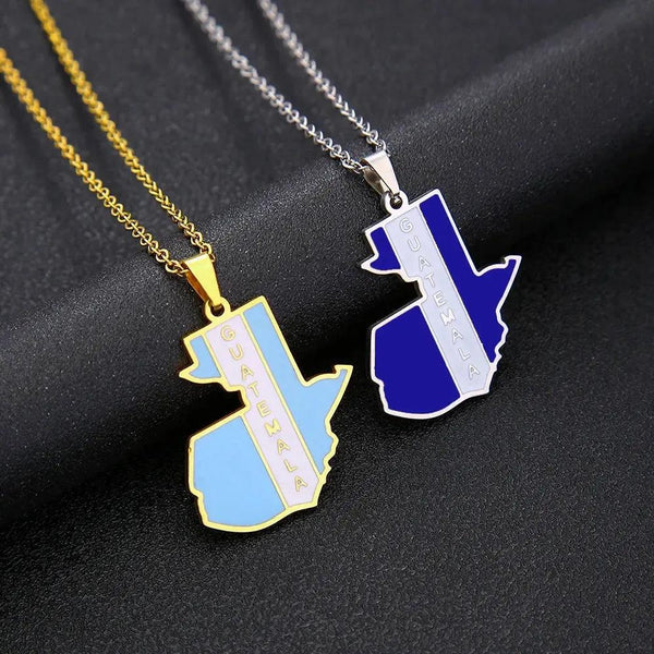Guatemala Flag Map Necklace