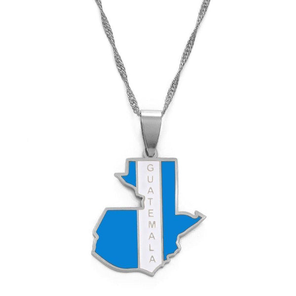 Guatemala Flag Map Necklace