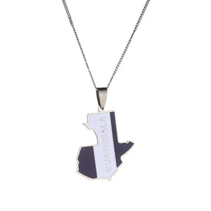 Guatemala Flag Map Necklace