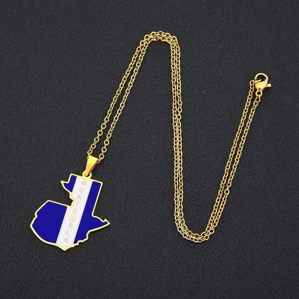 Guatemala Flag Map Necklace