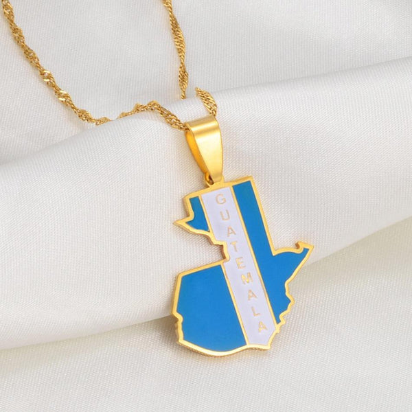 Guatemala Flag Map Necklace