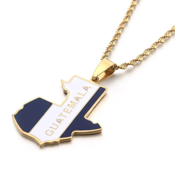 Guatemala Flag Map Necklace