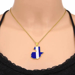 Guatemala Flag Map Necklace