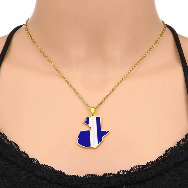 Guatemala Flag Map Necklace