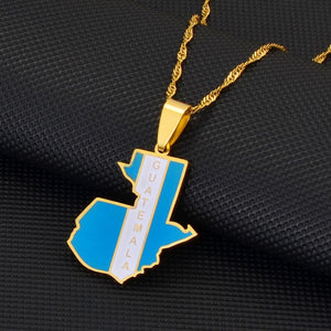 Guatemala Flag Map Necklace