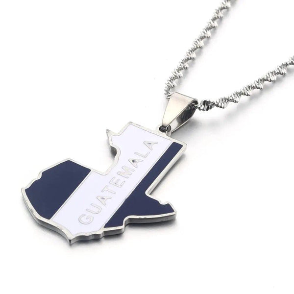 Guatemala Flag Map Necklace