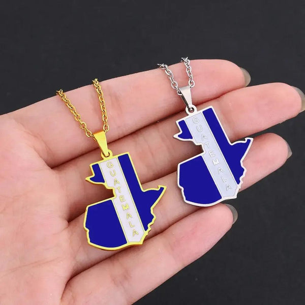 Guatemala Flag Map Necklace