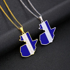 Guatemala Flag Map Necklace