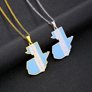 Guatemala Flag Map Necklace