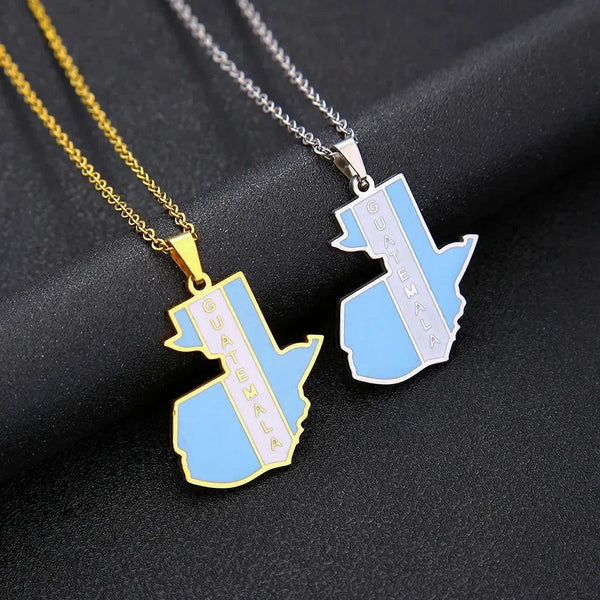 Guatemala Flag Map Necklace