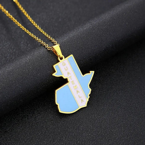 Guatemala Flag Map Necklace