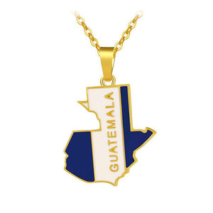 Guatemala Flag Map Necklace