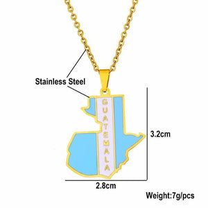 Guatemala Flag Map Necklace