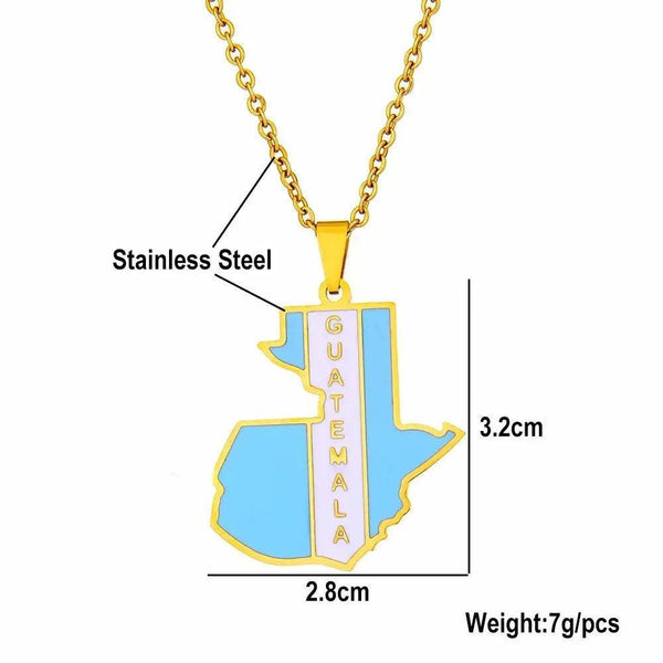 Guatemala Flag Map Necklace