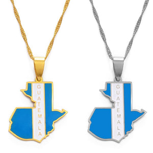 Guatemala Flag Map Necklace