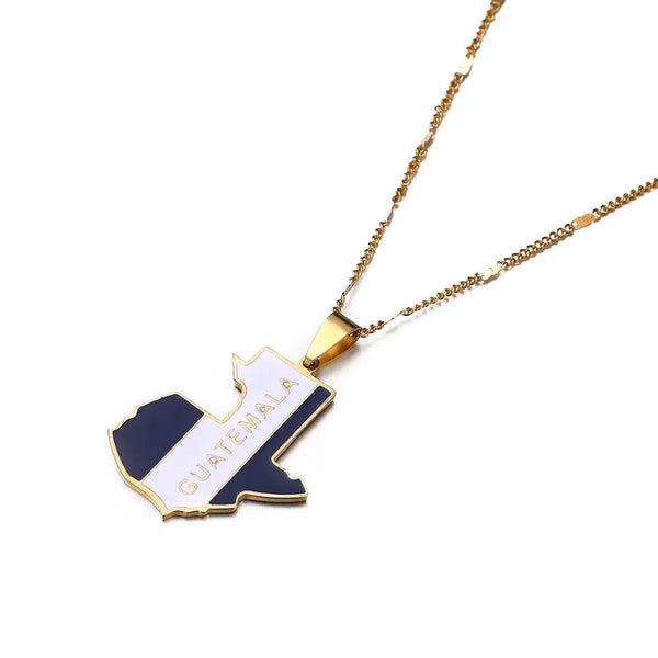 Guatemala Flag Map Necklace