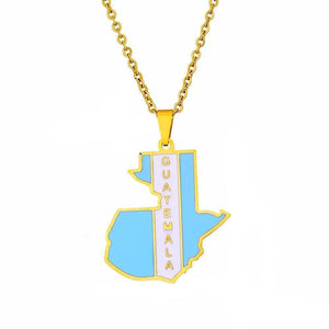 Guatemala Flag Map Necklace