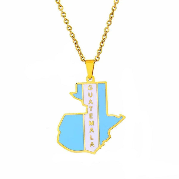 Guatemala Flag Map Necklace