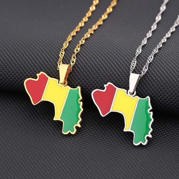 Guinea Flag Map Necklace