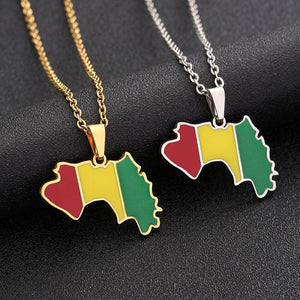 Guinea Flag Map Necklace