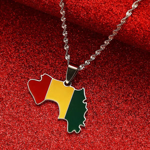 Guinea Flag Map Necklace